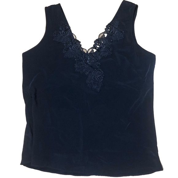 NWT Vintage Deadstock‎ Black Camisole Tank Top Black Polyester Lace Women’s XL - Picture 6 of 6